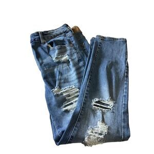 Aeropostale Super High Rise Distressed Jeggings 16 Short